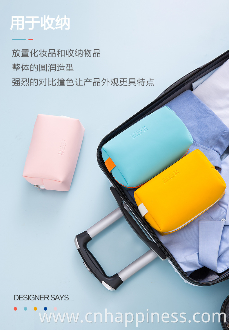 2022 Travel PU leather Toiletry Makeup Beauty Bag Custom printed Zipper Vinyl Waterproof Beach Zipper Cosmetic Bag or Pouches